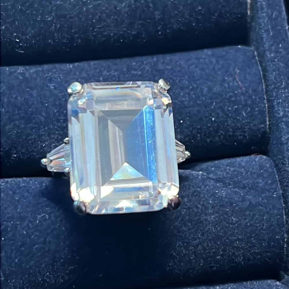 Kenneth Jay Lane Silver Plated Dazzling Beauty CZ Solitaire